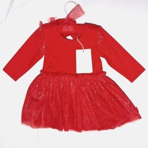 elegant baby red-metallic holiday dress 18M NWT